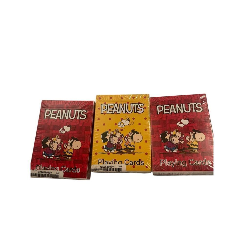New Peanuts Red and Yellow Characters Playing Cards Set of 3